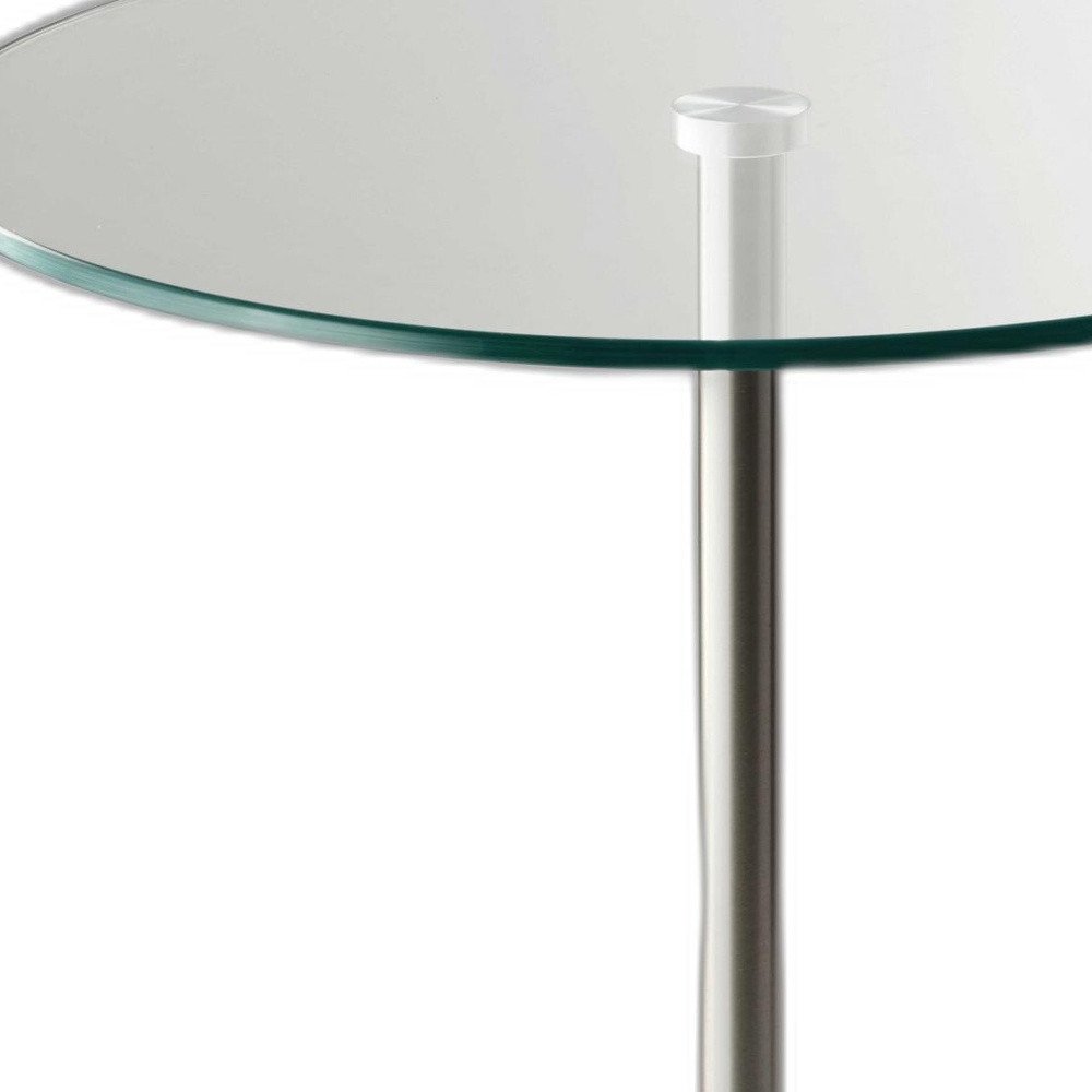 Silver and Clear Glass Round End Table - 21-inch