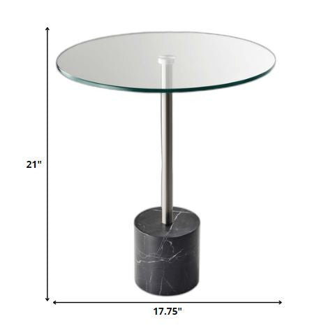 Silver and Clear Glass Round End Table - 21-inch