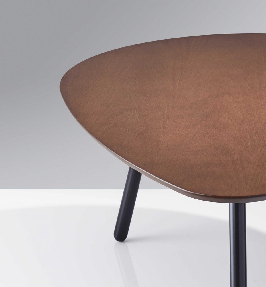 Set of Two Brown and Black Wood and Metal Oval Nested Tables