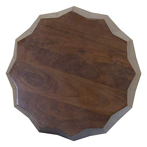 Dark Brown Solid Wood Drum End Table - 23-inch
