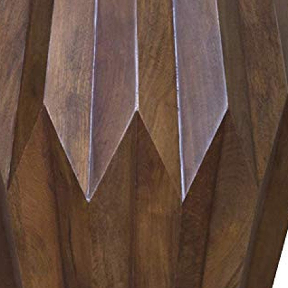 Dark Brown Solid Wood Drum End Table - 23-inch