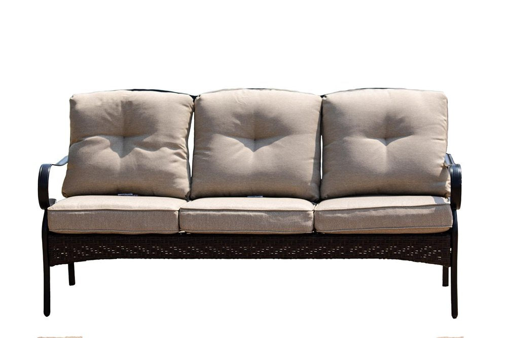 Beige Polyester Blend Settee with Black Legs - 69-inch