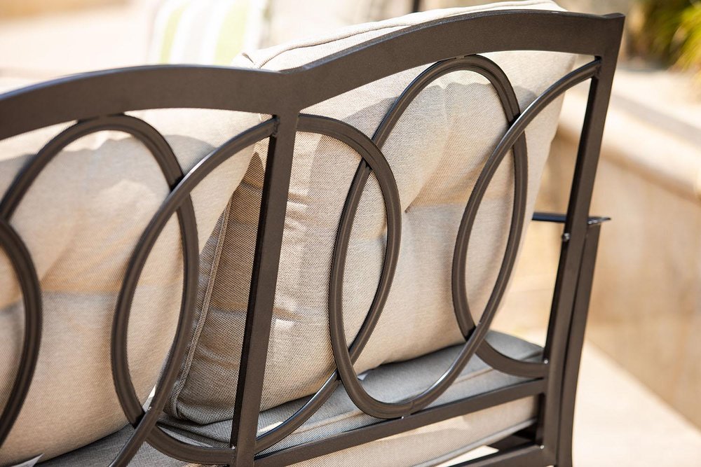Beige Polyester Blend Settee with Black Legs - 69-inch