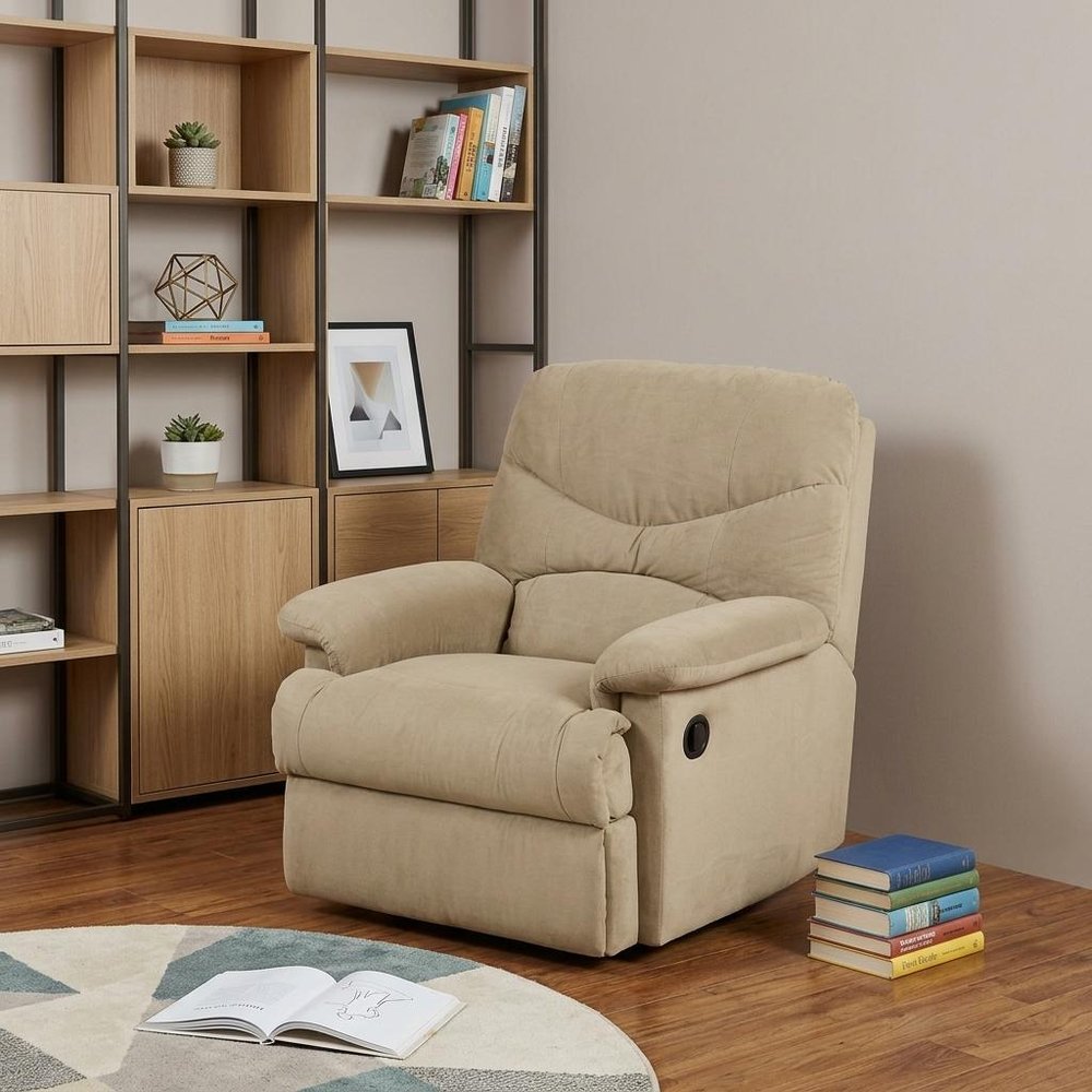 Beige Microfiber Recliner - 35-inch