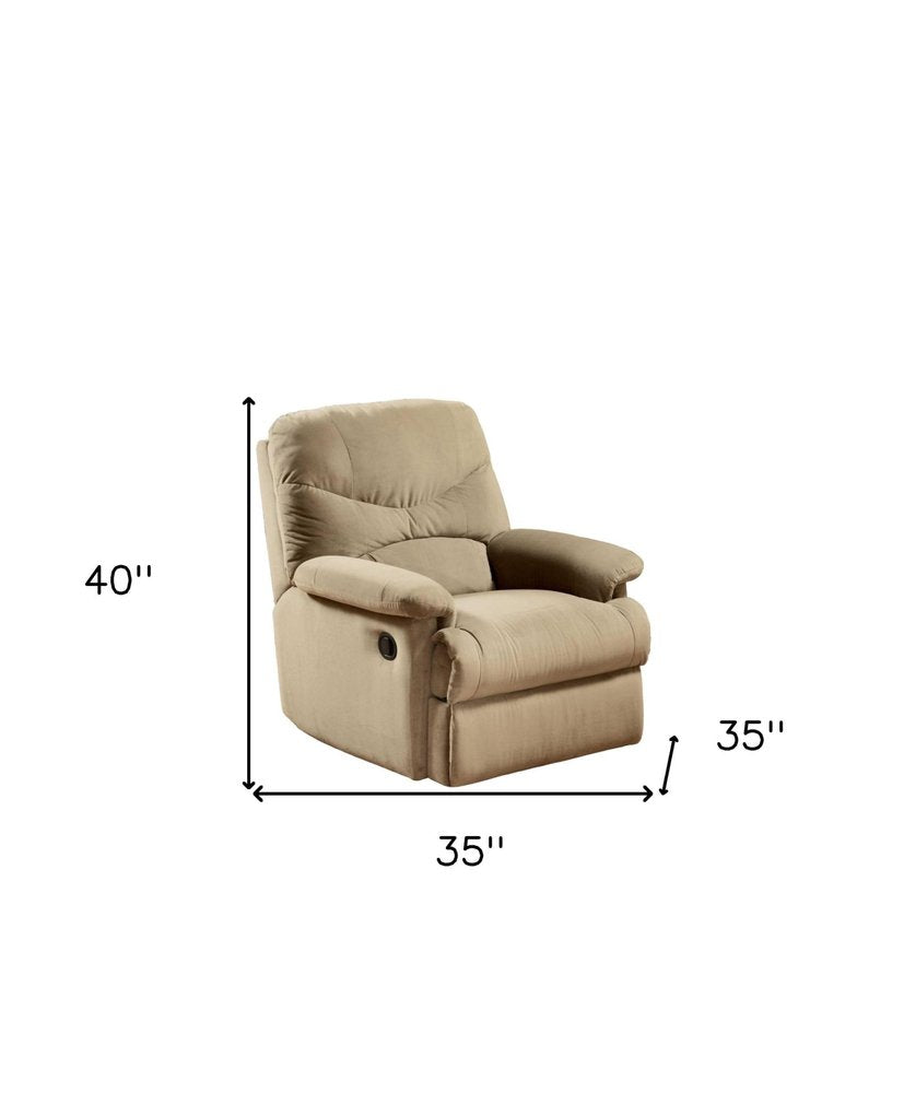 Beige Microfiber Recliner - 35-inch