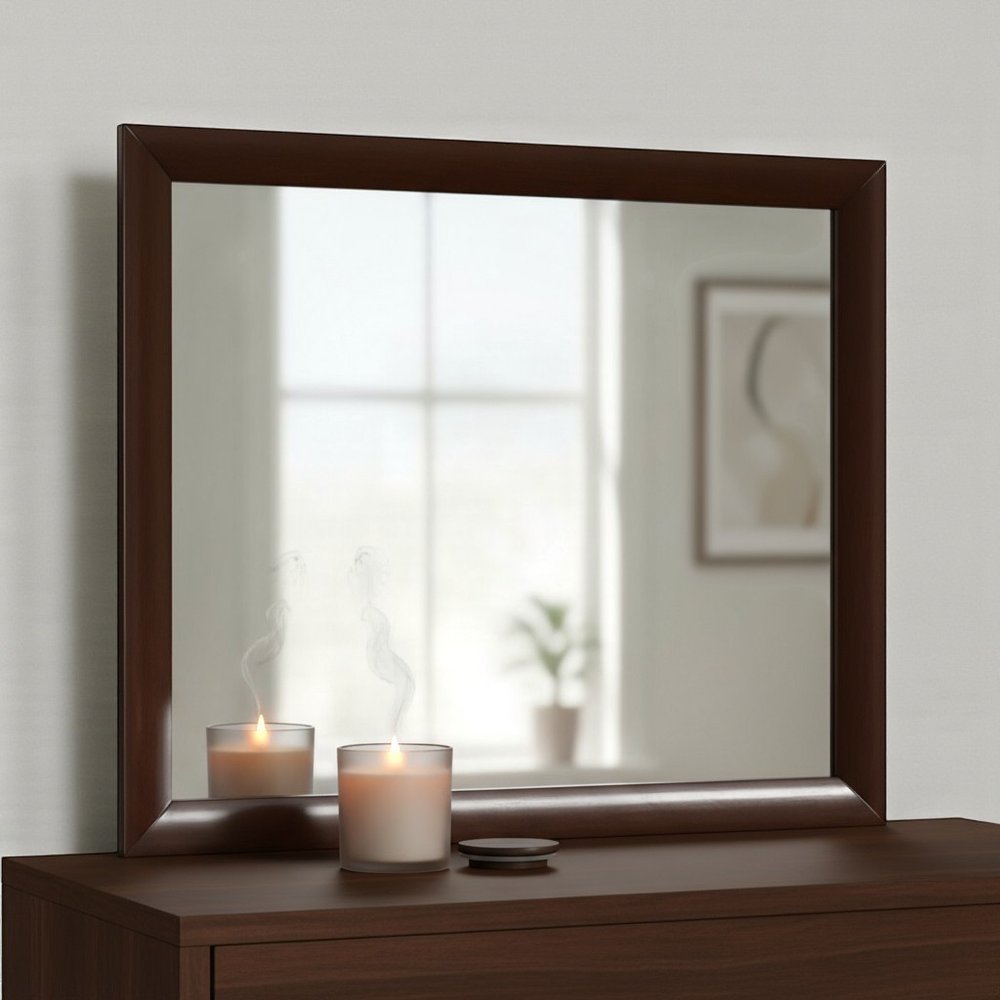 Espresso Wood Framed Mounted Dresser Mirror - 35-inch