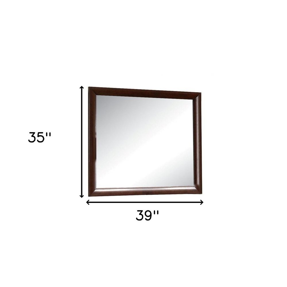 Espresso Wood Framed Mounted Dresser Mirror - 35-inch