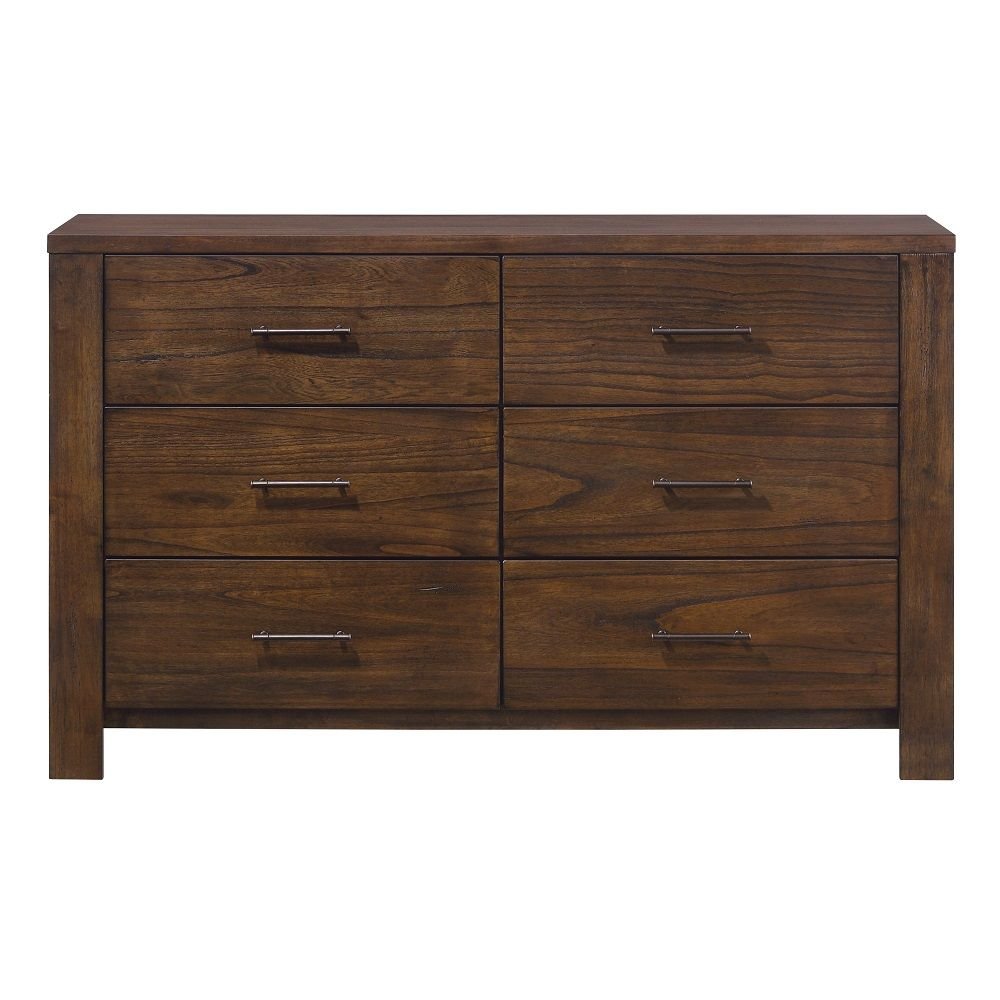 Brown Metal Six Drawer Dresser - 59-inch
