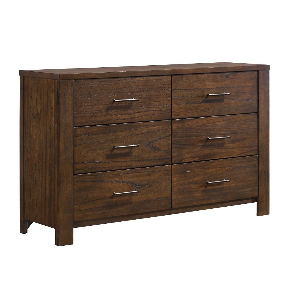Brown Metal Six Drawer Dresser - 59-inch