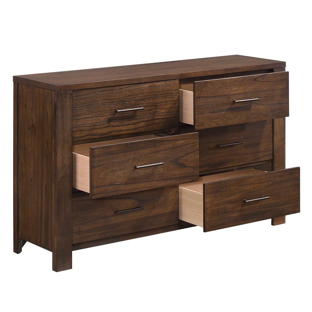 Brown Metal Six Drawer Dresser - 59-inch