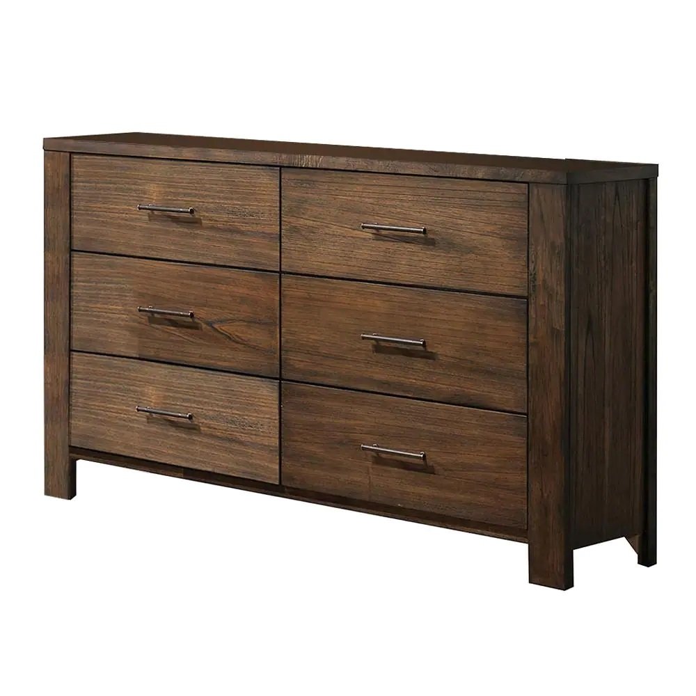 Brown Metal Six Drawer Dresser - 59-inch