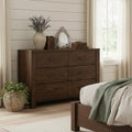 Brown Metal Six Drawer Dresser - 59-inch