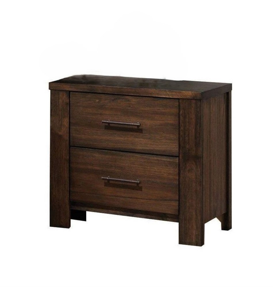 Brown Wood Two Drawer Nightstand - 25-inch