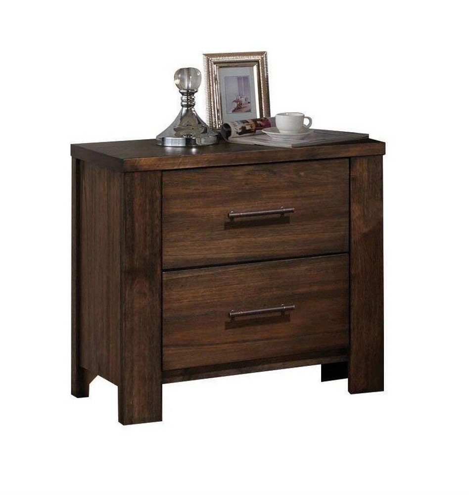 Brown Wood Two Drawer Nightstand - 25-inch