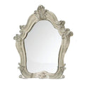 White and Silver Abstract Wood Framed Antiqued Glass Mounted Dresser Mirror