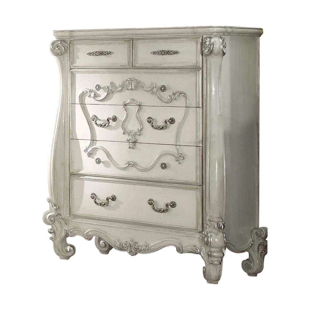 White Solid Wood Five Drawer Dresser - 47-inch