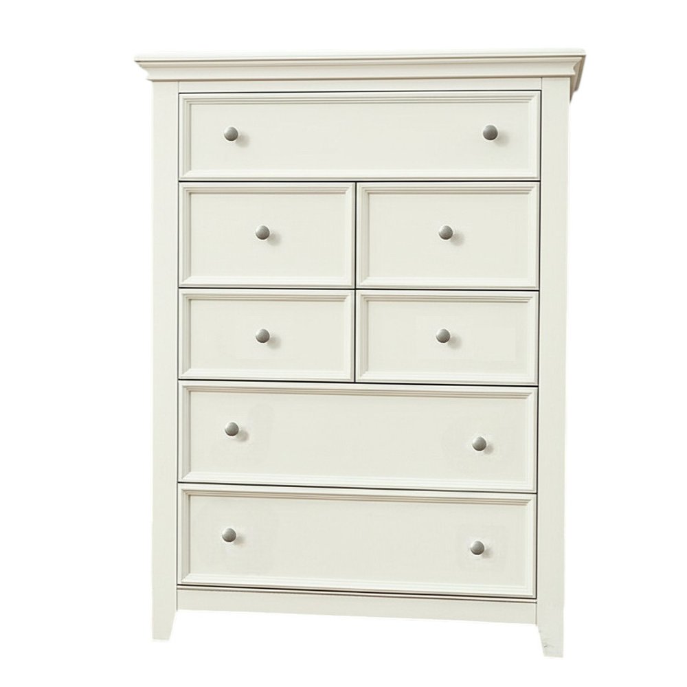 White Solid Wood Seven Drawer Dresser - 36-inch