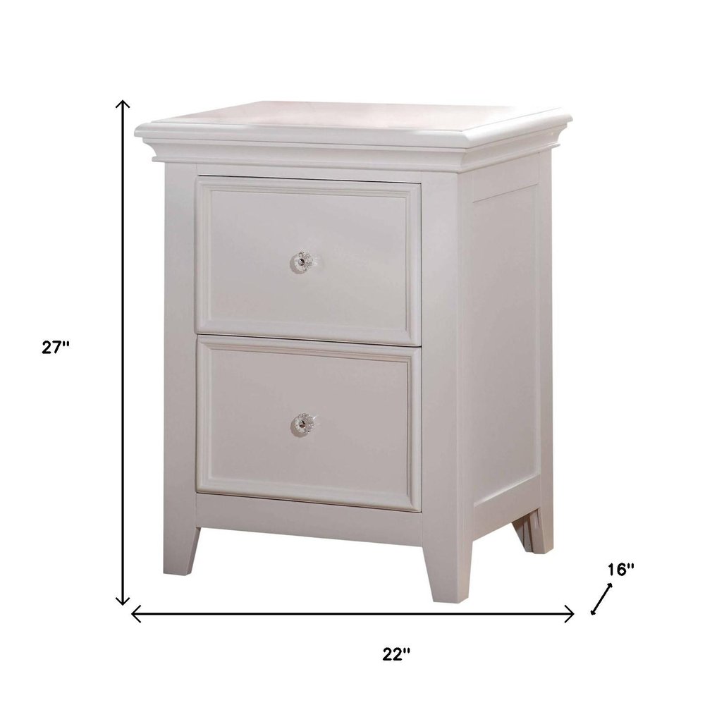White Two Drawers Nightstand - 27-inch