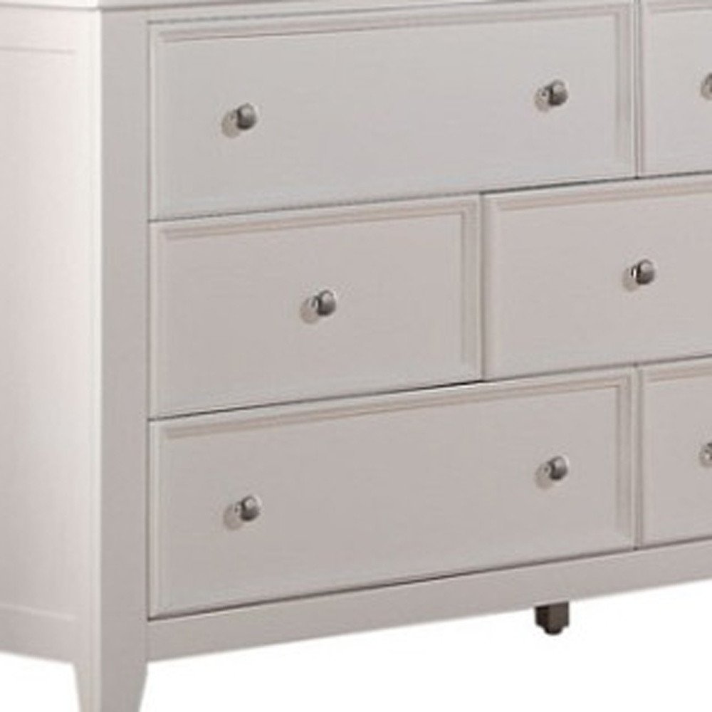 White Solid Wood Seven Drawer Dresser - 36-inch