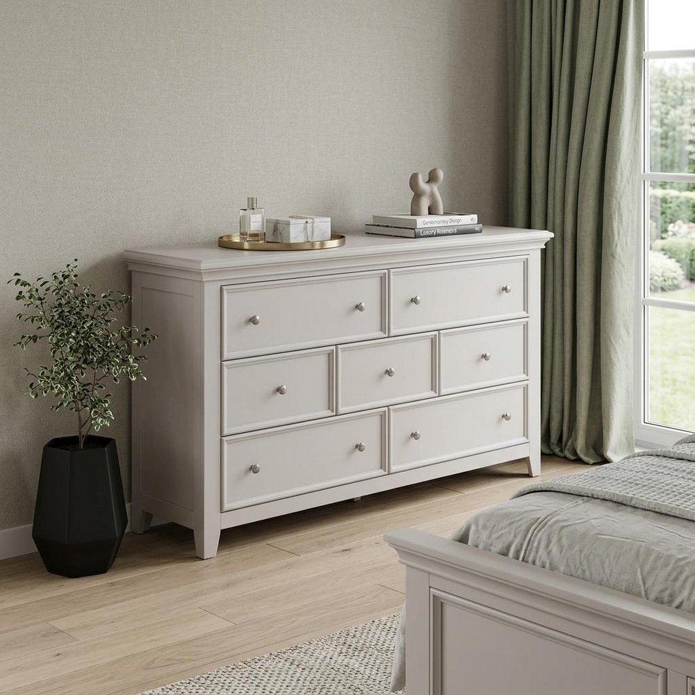 White Solid Wood Seven Drawer Dresser - 36-inch