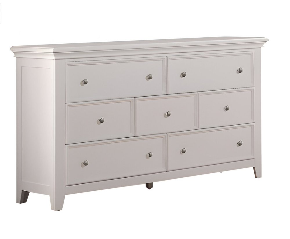 White Solid Wood Seven Drawer Dresser - 36-inch