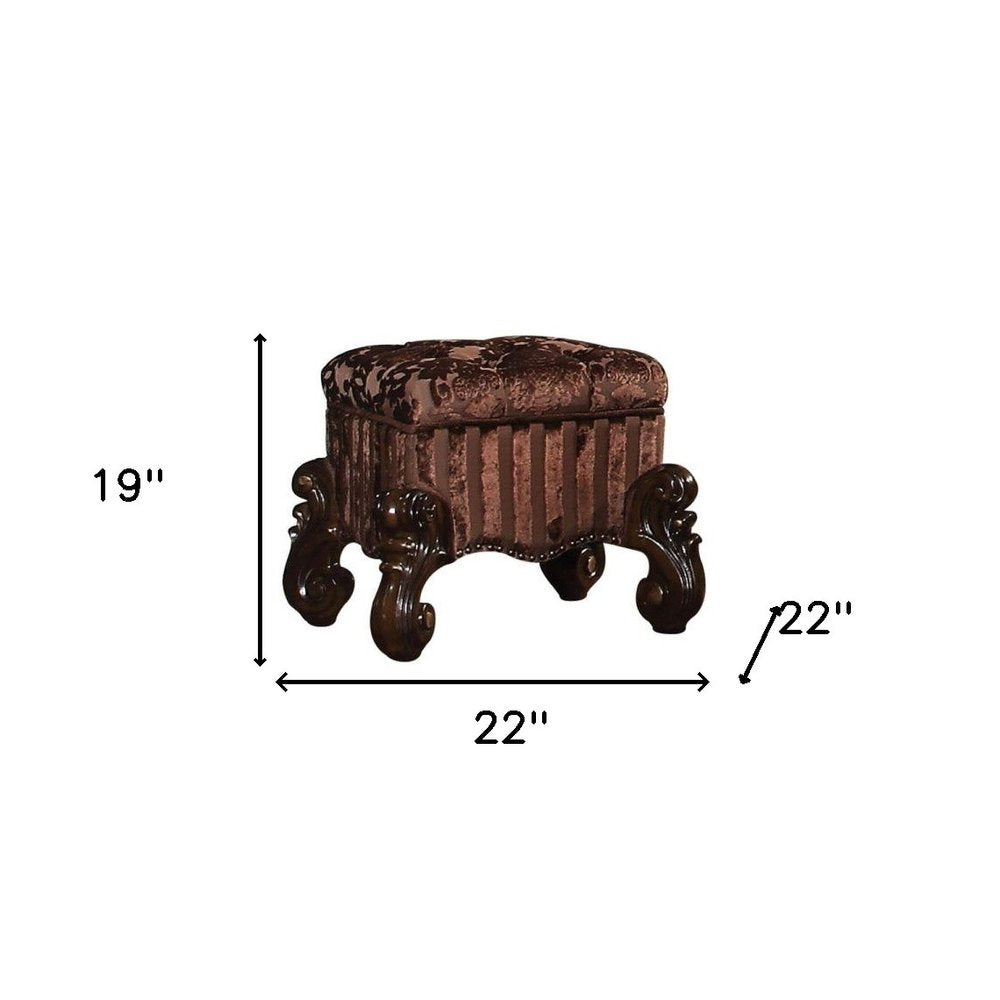 Ivory and Bone Fabric Floral Tufted Vanity Chair - 22-inch