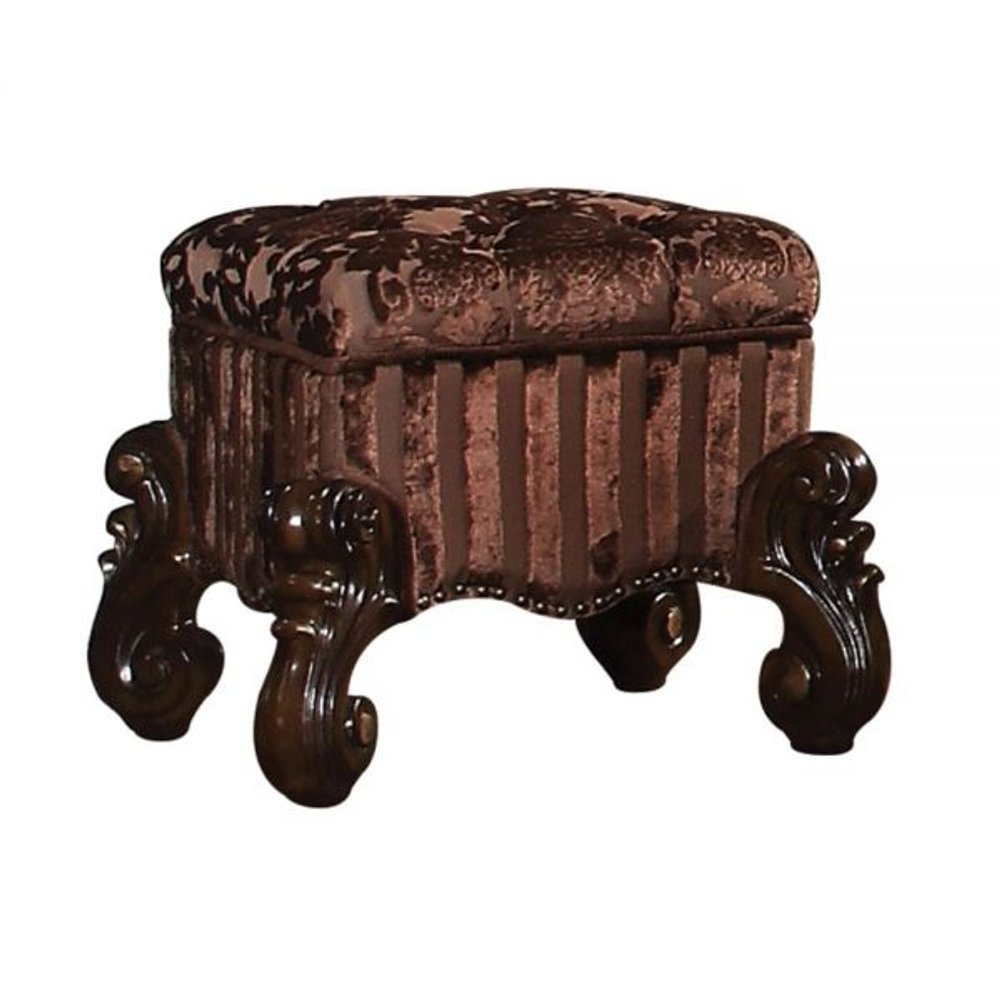 Ivory and Bone Fabric Floral Tufted Vanity Chair - 22-inch