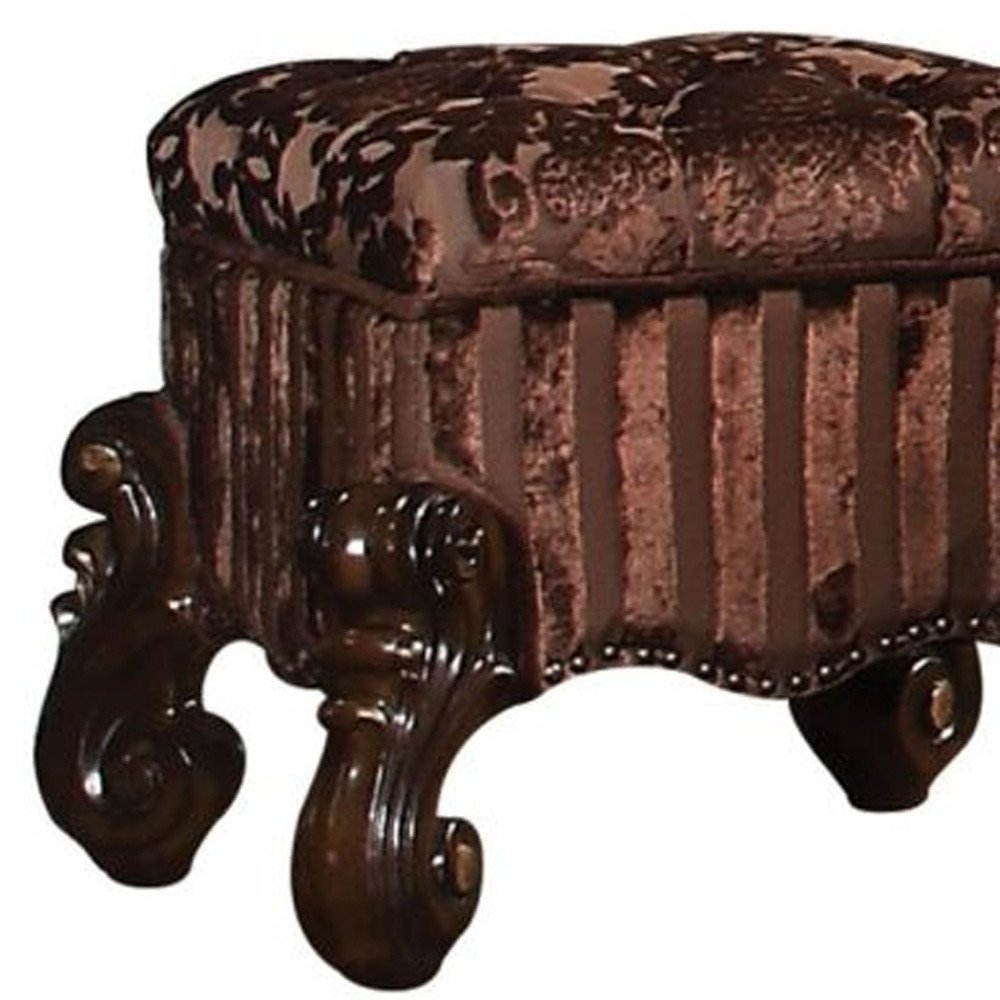 Ivory and Bone Fabric Floral Tufted Vanity Chair - 22-inch