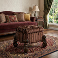 Ivory and Bone Fabric Floral Tufted Vanity Chair - 22-inch