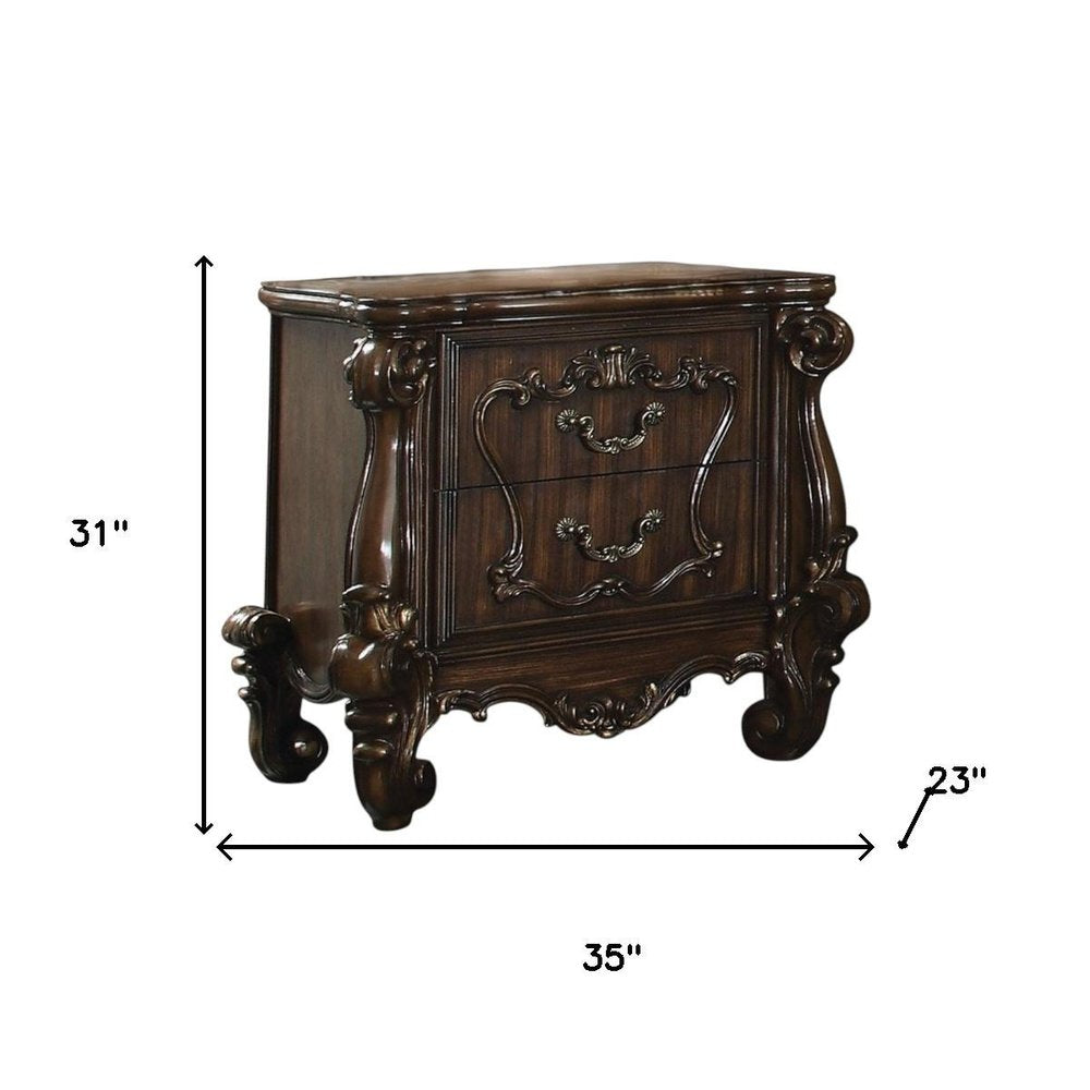 Brown Two Drawers Nightstand - 31-inch