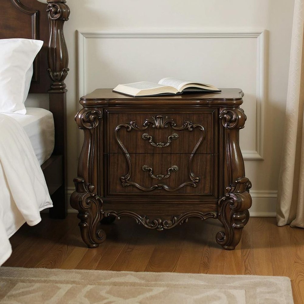 Brown Two Drawers Nightstand - 31-inch