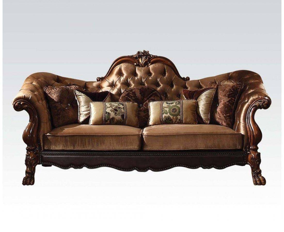 Dark Brown and Brown Velvet Loveseat and Toss Pillows - 73-inch