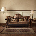 Dark Brown and Brown Velvet Loveseat and Toss Pillows - 73-inch