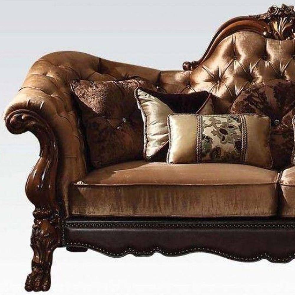 Dark Brown and Brown Velvet Loveseat and Toss Pillows - 73-inch