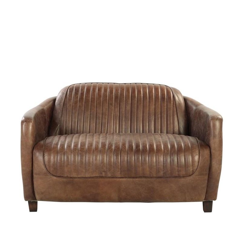 Brown Leather Loveseat - 50-inch