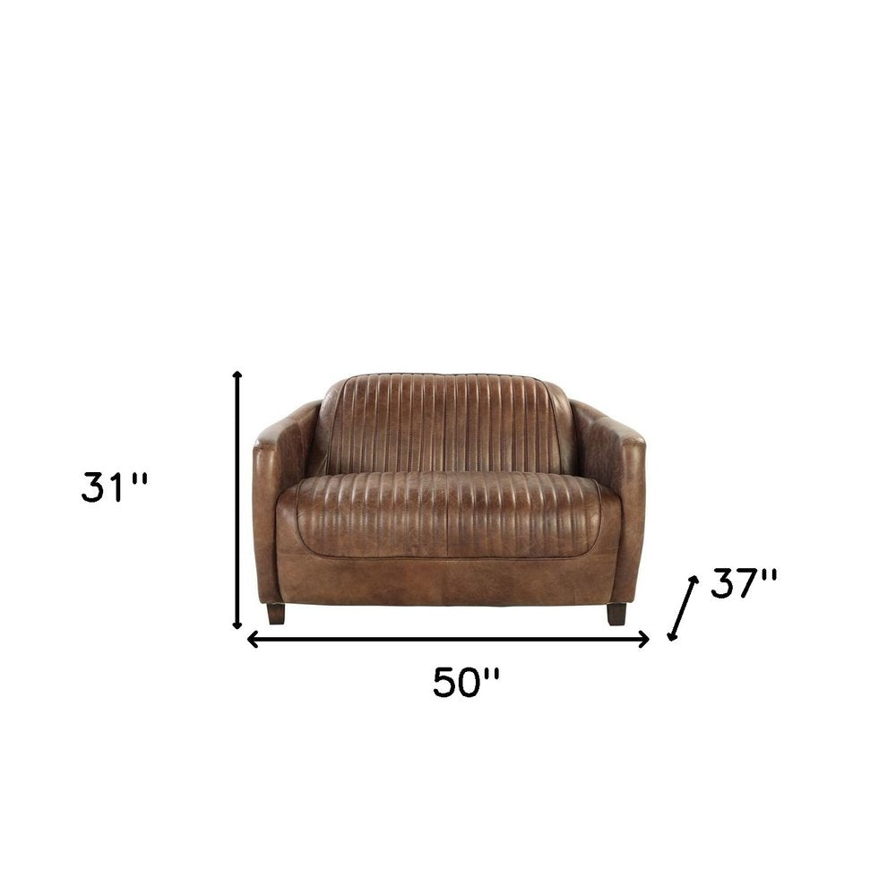Brown Leather Loveseat - 50-inch