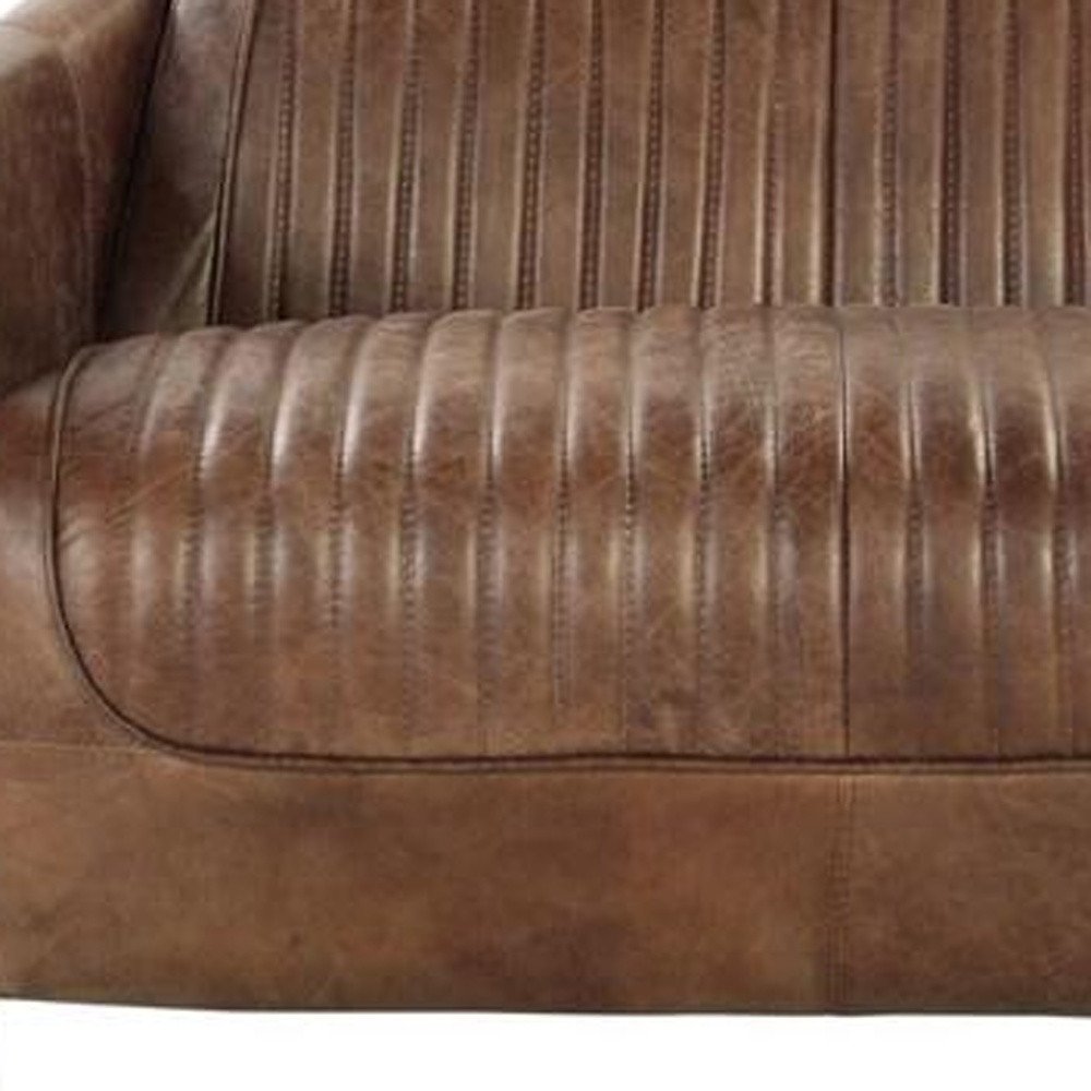 Brown Leather Loveseat - 50-inch