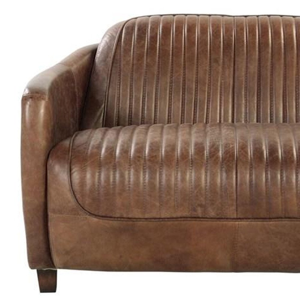 Brown Leather Loveseat - 50-inch