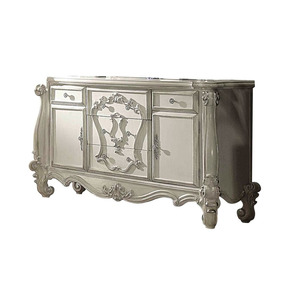 White Solid Wood Five Drawer Dresser - 47-inch