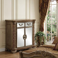 Gold Carved Scrollwork Solid Wood Two Drawer Combo Dresser - 55-inch