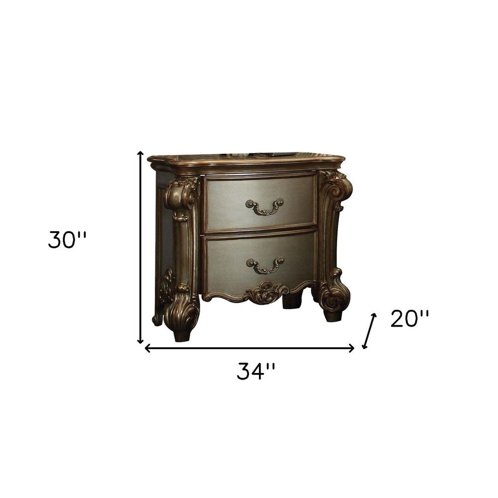 Bone Wood Two Drawer Nightstand - 30-inch