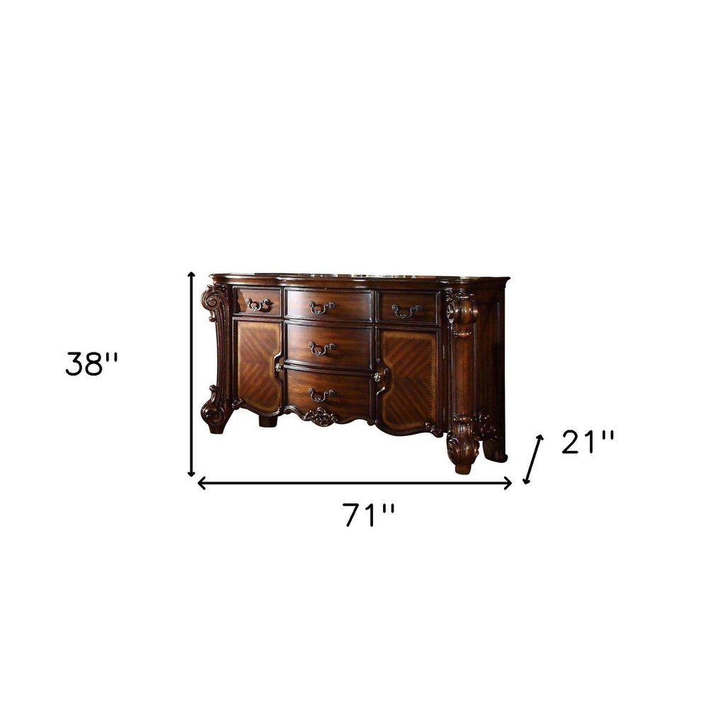 Solid Wood Five Drawer Dresser - 71-inch