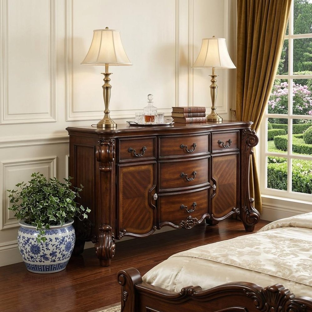 Solid Wood Five Drawer Dresser - 71-inch