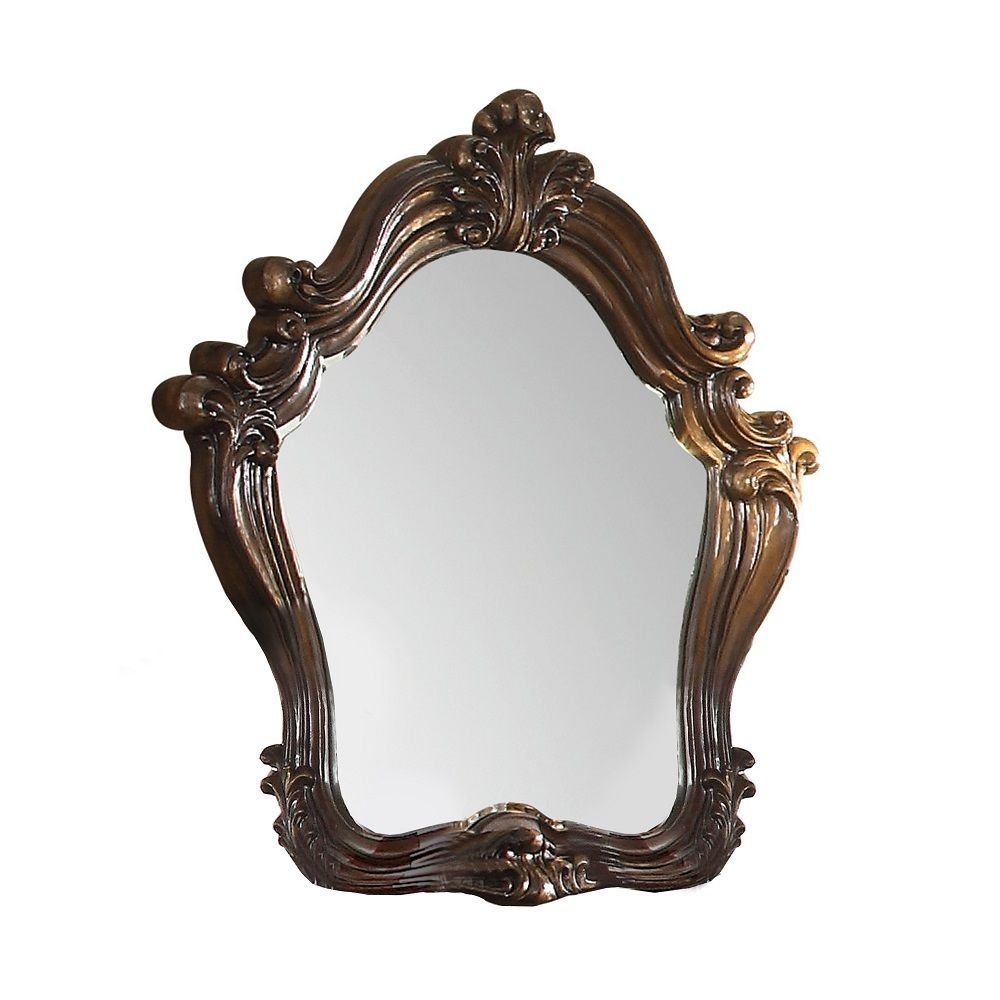 White and Silver Abstract Wood Framed Antiqued Glass Mounted Dresser Mirror