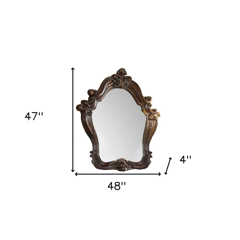 White and Silver Abstract Wood Framed Antiqued Glass Mounted Dresser Mirror