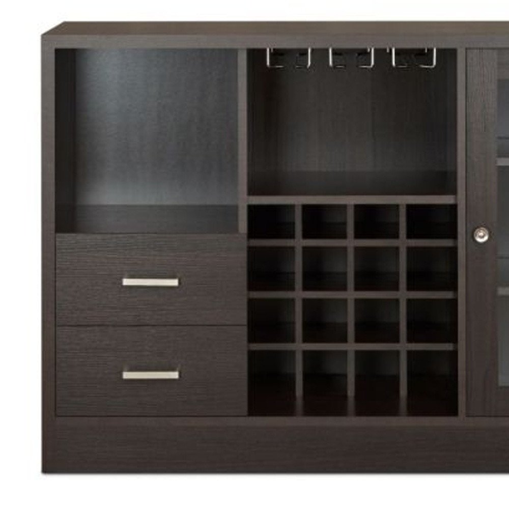 Espresso Solid Wood Frame with Five Shelves and Two Drawers - 47-inch