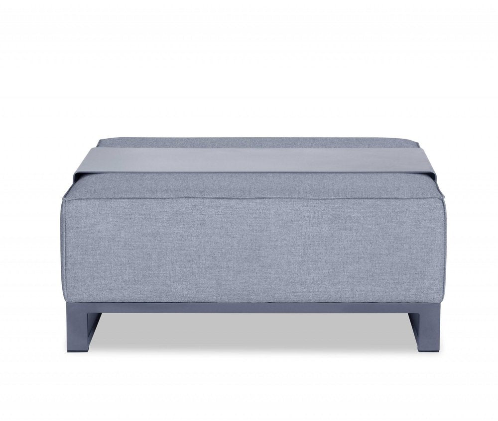 Gray Linen Cocktail Ottoman - 40-inch