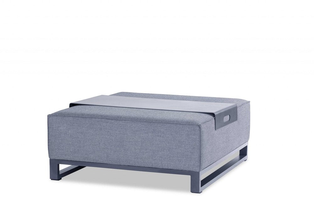 Gray Linen Cocktail Ottoman - 40-inch