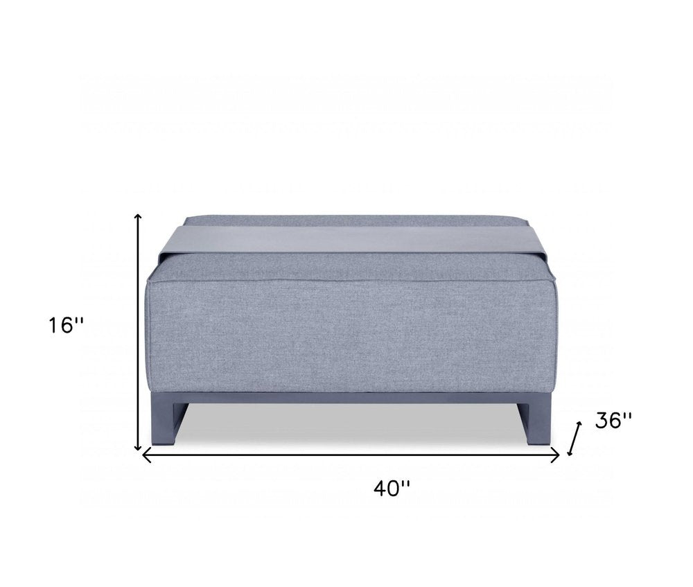 Gray Linen Cocktail Ottoman - 40-inch