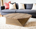 Natural Solid Wood Octagon Distressed Lift Top Abstract Coffee Table